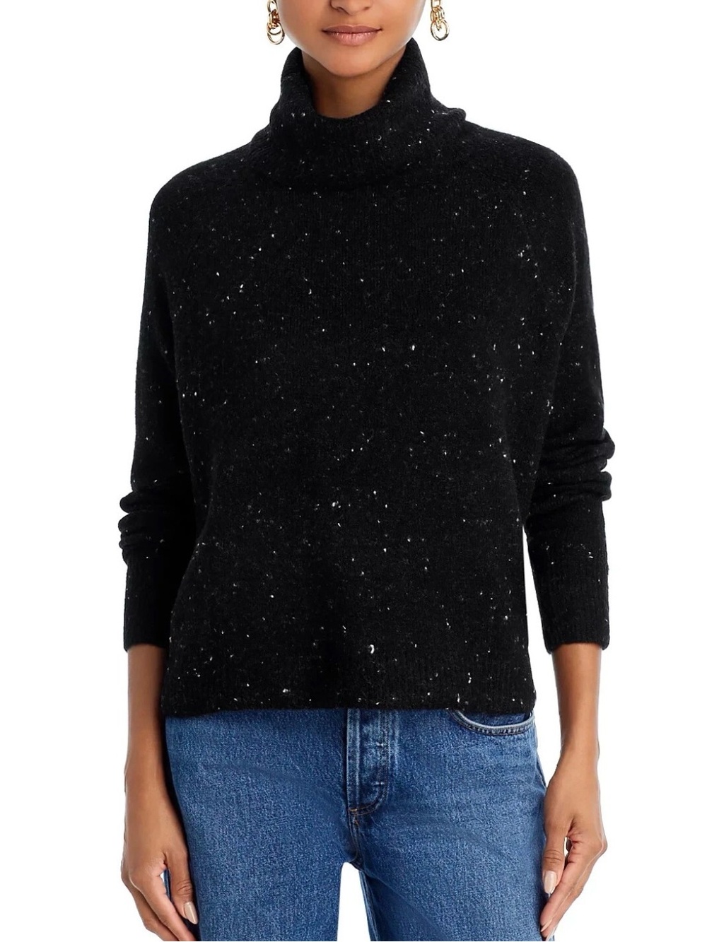 Aqua Black Speckled Turtleneck Sweater